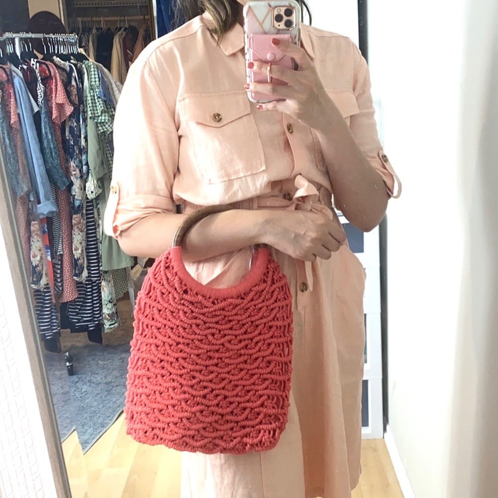 NEW Sigrid Olsen Woven Macrame Ring Handle Bag